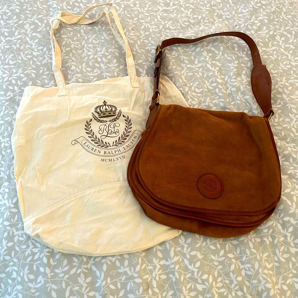 Ralph Lauren Suede Shoulder Saddle Bag